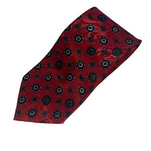 ANDHURST Men's Red Patterned Necktie‎ Geometric Silk Blend Made in USA